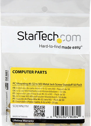 StarTech.com Metal Jackscrew Standoffs #6-32 - Jackscrew standoff - 0.2 in (pack of 50) , TAA (SCREWNUTM)