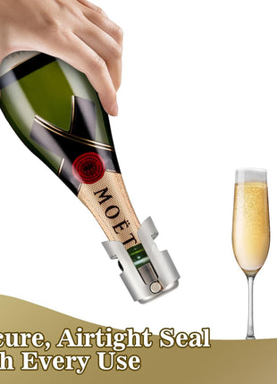 I MART Pack of 6 Stainless Steel Champagne Stoppers, Prosecco, Sparkling Wine Bottle Stopper, Cork