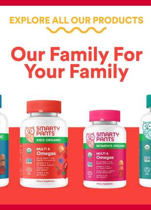 SmartyPants Organic Kids Multivitamin Gummies: Probiotics, Omega 3 (ALA), Vitamin D3, C, Vitamin B12, B6, A, K & Zinc for Immune Support, Biotin, Three Fruit Flavors, 120 Count (30 Day Supply)