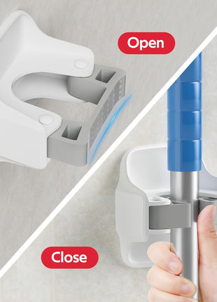 reliahom Broom Holder Wall Mount Mop Grippers organizer wall hanging, 3Pack | No Drilling Self Adhesive Easy install Anti-Slip Mop Broom Hanger Storage Rack for Kitchen,Laundry Room,Garden,Garage