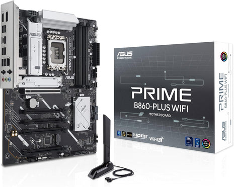 ASUS Prime B860-PLUS WiFi B860 LGA 1851 ATX Motherboard, Intel® CoreTM Ultra Series 2 Ready, Advanced AI PC-Ready, 8+1+1+1 Stages, DDR5, PCIe 5.0, HDMI, USB 20Gbps Type-C®, 2 x M.2, WiFi 6E, 2.5Gb LAN