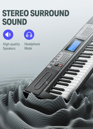 Donner 61 Key Keyboard Piano, Electric Piano Keyboard Kit with 249 Voices, 249 Rhythms   Includes Piano Stand, Stool, Microphone, Gift for Beginners, Black (DEK 610S)
