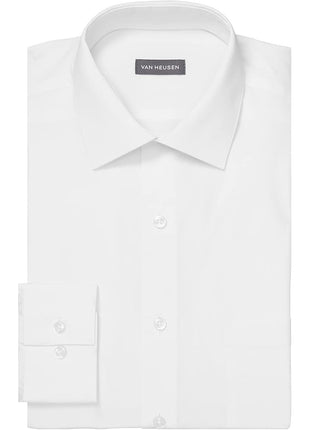 Van Heusen Men's Dress Shirt Regular Fit Poplin Solid, White, 16.5 inch Neck 34 inch-35 inch Sleeve