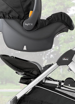 Chicco BravoFor2 Double Stroller for Infant and Toddler, Sit or Stand | Iron/Black, baby stroller with 5-point harness, Chicco car seat compatible, toddler standing platform, one-hand fold