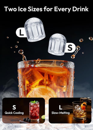 EUHOMY Ice Maker Countertop, 9 Cubes Ready in 6 Mins, 26lbs/24H, Self-Cleaning, Portable Ice Maker Machine with Carry Handle, Basket and Scoop, 2 Sizes of Bullet Ice for Home, Kitchen, Office