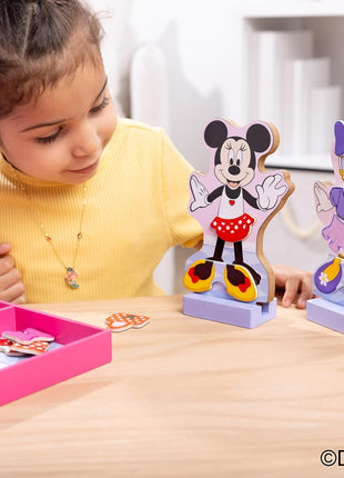 Melissa & Doug Disney Minnie Mouse and Daisy Duck Deluxe Wooden Magnetic Dress-Up; 2 Fashion Dolls with Stands for Pretend Play, 52 Pieces - FSC Certified