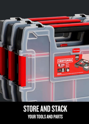 CRAFTSMAN Storage Organizer, Small Parts Organizer, 3-Packs with 10-Compartments, Lid Includes Secure Latch (CMST60964M)