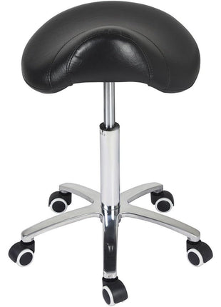 Saddle Stool Rolling Chair for Medical Massage Salon Kitchen Spa Drafting,Adjustable Hydraulic Stool with Wheels (Without Backrest, Black)