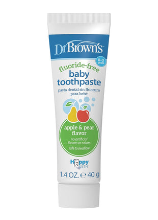 Dr. Brown's Fluoride-Free Baby Toothpaste, Safe to Swallow, Apple Pear, 1-Pack, 1.4oz/40g, 0-3 Years