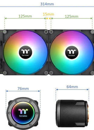 Thermaltake TH280 V2 ARGB Sync/AlO Liquid Cooler/Fan 140mm*2/PWM 500~1800 RPM/Mirror Waterblock/MB ARGB Sync Control/White, CL-W377-PL14SW-A