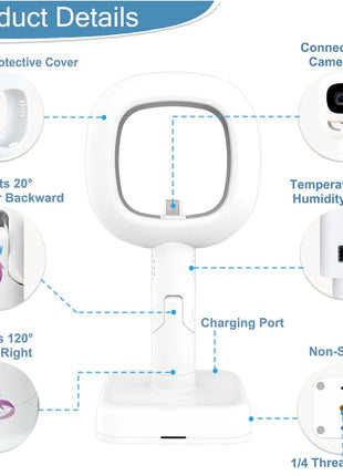 Travel Stand for Nanit Pro Baby Monitor-Prevents Falling Off, Flex Multi-Stand Wall Mount for Nanit Pro Camera with 10FT USB C Charging Cable Power Adapter-White (Camera Not Included)