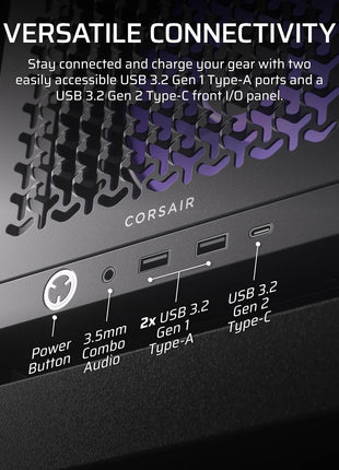 CORSAIR 4000D RS ARGB Frame Modular Mid-Tower ATX PC Case, High Airflow, 3X Pre-Installed RS Fans, InfiniRailTM Mounting System, ASUS BTF, MSI Zero, Gigabyte Stealth, Black