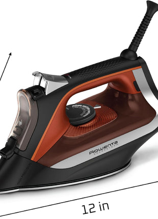 Rowenta Iron Steamer for Clothes, Stainless Steel Soleplate Steam Iron, Microsteam Holes, 1700 Watts, Lightweight, Auto off, Black, DW2360