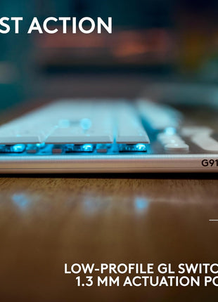 Logitech G915 X Lightspeed Low-Profile Wireless Gaming Keyboard, Double-Shot PBT Keycaps, Fully Programmable Keys, RGB Backlighting, Sleek Aluminum Finishing, GL Brown Tactile Switches-PC/Mac - White
