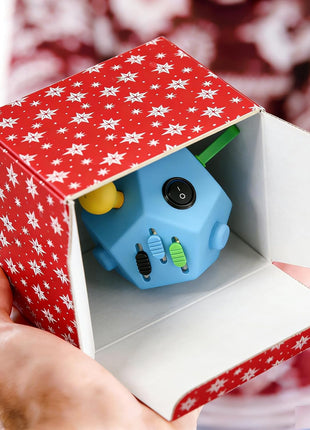Fidget Dodecagon-12 Sided Fidget Toy Stress Relief Cube for Children and Adults, Silent Compact Classroom Gifts Stocking Stuffers for Teen Boys, Kids(B3 Blue Sky)
