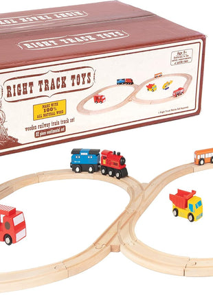 Wooden Train Track 52 Piece Set-18 Feet Of Track Expansion - 5 Distinct Pieces - 100% Compatible with All Major Brands Including Thomas Wooden Railway System: Screen Free Christmas Gift For Toddlers