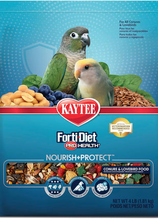 Kaytee Forti-Diet Pro Health Nourish+Protect Conure & Lovebird Food, Comprehensive Nutrition Backed by Science, Digestive Health, Immune Support, 4 pounds