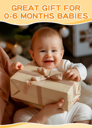 Montessori Toys for Babies 0-6 Months, 6 in 1 Learning Educational Set for Newborn, Toddlers Gifts Includes Spinning Drum, Object Permanence Box, Baby Roller Tummy Time Mirror and More