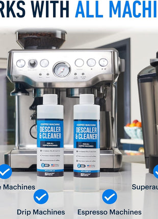 Essential Values Descaler, Universal Descaling Solution, Made in the USA for Delonghi, Keurig, Breville, Nespresso (4 Uses) Coffee Machine Cleaner for all Automatic Coffee Makers & Espresso Machines
