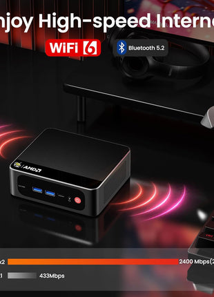 Beelink Mini PC, SER5 Pro 5625U AMD Ryzen 5 (Up to 4.3GHz) 16GB DDR4 480GB M.2 SSD Mini Desktop Computer, 2.5Gbps LAN, Wifi6/BT5.4,HDMI/DP/Type-c/4K Triple Display Micro PC