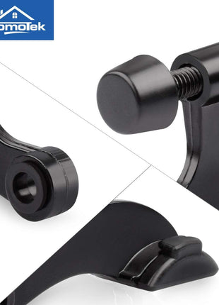 HOMOTEK 8 Pack Hinge Pin Black Door Stopper,Adjustable Deluxe Heavy Duty Door Stopper 2-1/2"x1-3/4",with Black Rubber Bumper Tips