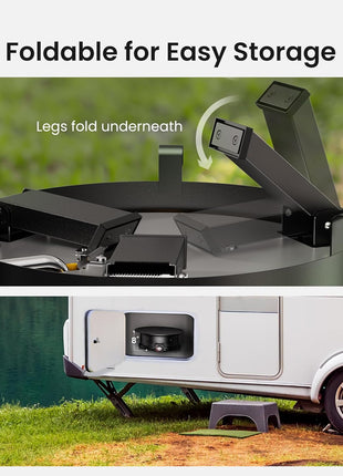 Ciays Large Propane Fire Pit 19 Inch, Gas Fire Pit with Grill Grate, Folding Legs, Hose Hooks, Propane Tank Holder, Cover & Carry Strap, Portable Outdoor Fire Pit for Camping, 58,000 BTU