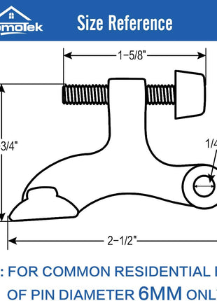 HOMOTEK 8 Pack Hinge Pin Black Door Stopper,Adjustable Deluxe Heavy Duty Door Stopper 2-1/2"x1-3/4",with Black Rubber Bumper Tips