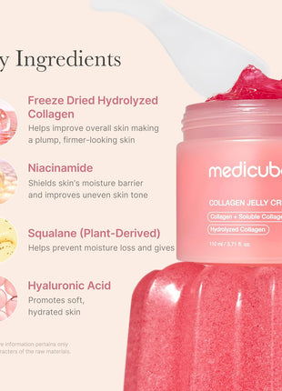 medicube Jelly Cream with Collagen, Niacinamide | Freeze-Dried Hydrolyzed Collagen for Skin Barrier Hydration & 24H Glow | Plumper, Firmer looking skin | 3.71 fl.oz