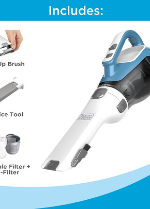Black+Decker, Dustbuster AdvancedClean Handheld Vacuum Cordless, Compact Home and Car Vacuum with Crevice Tool, Rotating Nozzle and Charging Station