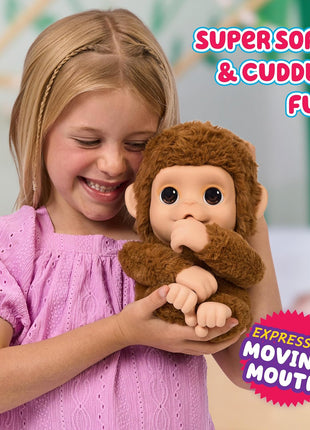 Little Live Pets My Baby Monkey Mango, 50+ Sounds and Reactions, Plush Interactive Monkey Toy Set with Accessories, Interactive Pets for Kids Ages 4+