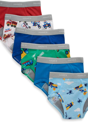 Hanes Trainer Boxer Briefs for Toddlers, Light Leaks Potty Training Underwear for Boys, 6 Or 7-Packs, Days of The Week, Blue, Green, Tan