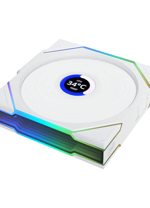 Lian Li UNI Fan TL LCD Wireless 120-Single Pack (Reverse Blade)-2.4 GHz Wireless Signal ARGB Fan-Infinity Mirror-Daisy-Chain -Syncing Lighting-Controller NOT Included & Required - White (12RTLLCD1W1W)