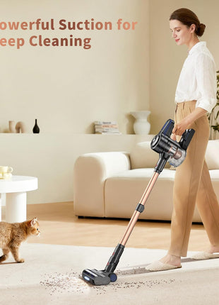 NADALY Cordless Vacuum Cleaner, 500W 40KPA Stick Vacuum with 45min Runtime, Anti-Tangle Vacuum Cleaners for Home, Self-Standing Rechargeable Wireless Vacuum for Hardwood Floor Carpet Pet Hair