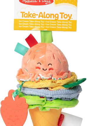 Melissa & Doug Ice Cream Take-Along Clip-On Infant Toy with Sound and Vibration
