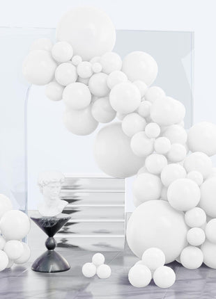 PartyWoo White Balloons 85 pcs Different Sizes Pack of 18 12 10 5 Inch Matte White Latex Balloon Arch Kit Garland for Wedding Bridal Graduation Baby Shower Birthday Party Decorations White Y13
