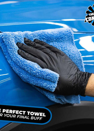 The Rag Company - Eagle Edgeless 500 (4-Pack) Professional Korean 70/30 Blend Super Plush Microfiber Detailing Towels, 500GSM, 16in x 16in, Blue
