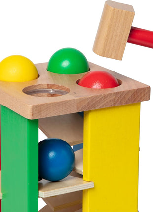 Melissa & Doug Deluxe Pound and Roll Wooden Tower Toy with Hammer, White