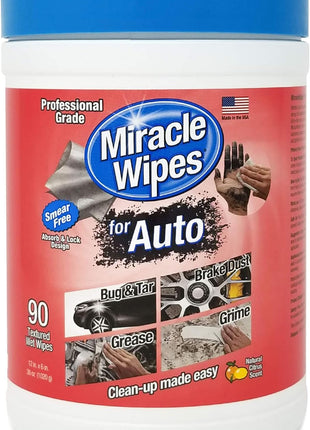 MiracleWipes for Automotive, All Purpose Cleaning Wipes for Hands, Auto Interior, Exterior, Detailing, Remove Grease, Lubricant, Sticky Adhesive, Grime, Dirt, Car Cleaning (1 Pack)