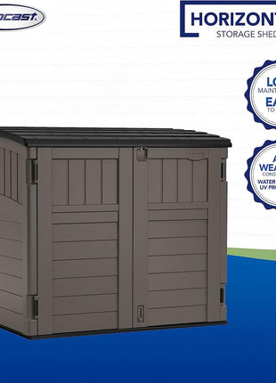 Suncast Outdoor Storage Shed for Backyard and Garden, Horizontal, 4' x 2.5', Stoney Grey - Portable Utility Deck and Cabinet for Tools, Equipment, and Garbage