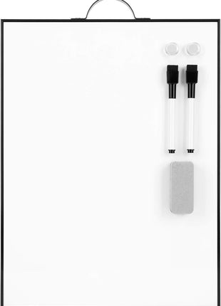 TSJ OFFICE Small White Board - 16 inch X 12 inch Portable Black Aluminum Framed Whiteboard, Magnetic Dry Erase Board with a Handle, to Do List Notepad for Office, Home, School