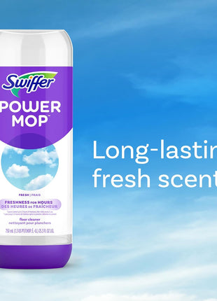 Swiffer PowerMop Liquid Floor Cleaner Refills, Solution for Power Mop, Fresh Scent, 2 Count Mopping Fluid Replacement Bottle, Spray Mops Cleaning Juice, No Bucket Needed, Multi-Surface and Wood