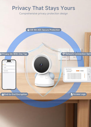 ARENTI Baby Monitor with 2 Cameras, 2K/3MP WiFi 6 Camera and Audio, 5-inch Wireless Screen, Smartphone App, Super Night Vision, Crying Detection, Auto Tracking, Temp&Humidity Sensor (D3 Set)