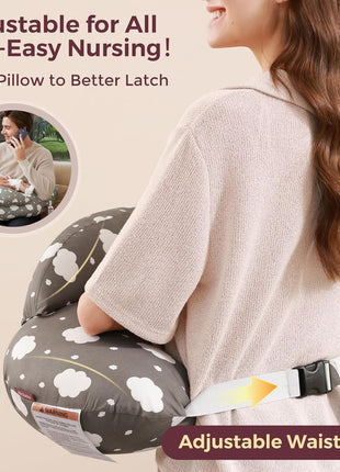 Momcozy Original Nursing Pillow for Breastfeeding - Innovative Safety Guard | Adjustable Waist Strap for All Body Types, Wider Surface for More Support, Removable & Machine-washable Cotton Cover