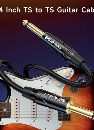 Cable Matters 2-Pack 1/4 Inch TS to TS Electric Guitar Cable - 6ft, Guitar Amp Cord, Instrument Cable for ElectricGuitar, Mandolin, Bass AMP, Keyboard, Mixer, Equalizer