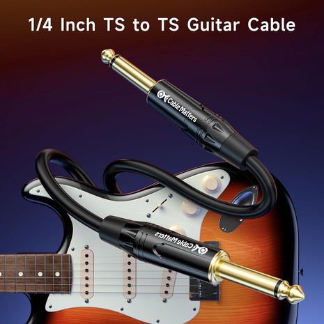 Cable Matters 2-Pack 1/4 Inch TS to TS Electric Guitar Cable - 6ft, Guitar Amp Cord, Instrument Cable for ElectricGuitar, Mandolin, Bass AMP, Keyboard, Mixer, Equalizer
