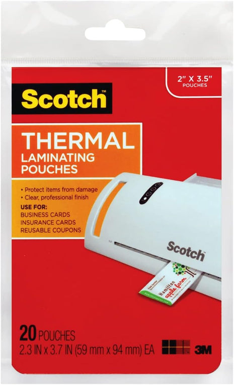 Scotch Business Card Size Thermal Laminating Pouches, 20/Pack [Set of 4]