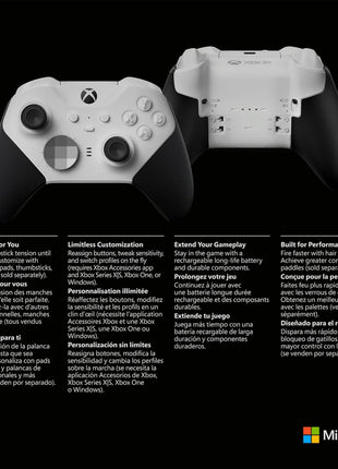 Xbox Wireless Gaming Controller | Elite Series 2 Core | White | Console, PC, and Android | Adjustable Thumbsticks | Trigger Locks