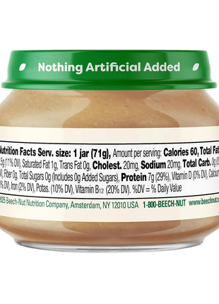 Beech-Nut Meat Baby Food Jars, Chicken & Chicken Broth Puree, 7g Protein, Stage 1 Baby Food for Babies 4 Months and Up, 2.5oz Glass Jars, 10ct