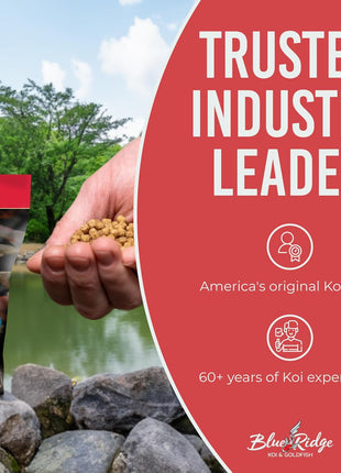 Blue Ridge Koi Fish Food 5lb - Koi Food Mini Growth Formula, Goldfish Food, Premium Fish Food for Ponds, Ponds Fish Food, Floating Pond Pellets