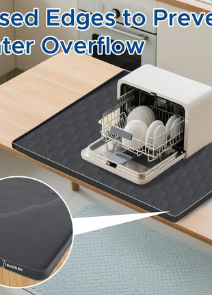 Dishwasher Drain Pan Mat,24''x20'' Dishwasher Drip Tray with Raised Edge,Non-Slip Silicone Dishwashers Drain Pan Floor Mat,Anti-Leakage Dish Washer Tray for Mini Dish Washers(